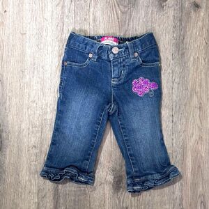 Koala Baby Vintage Infant Girls Sequin Floral Embroidered Flare Jeans Denim 6M